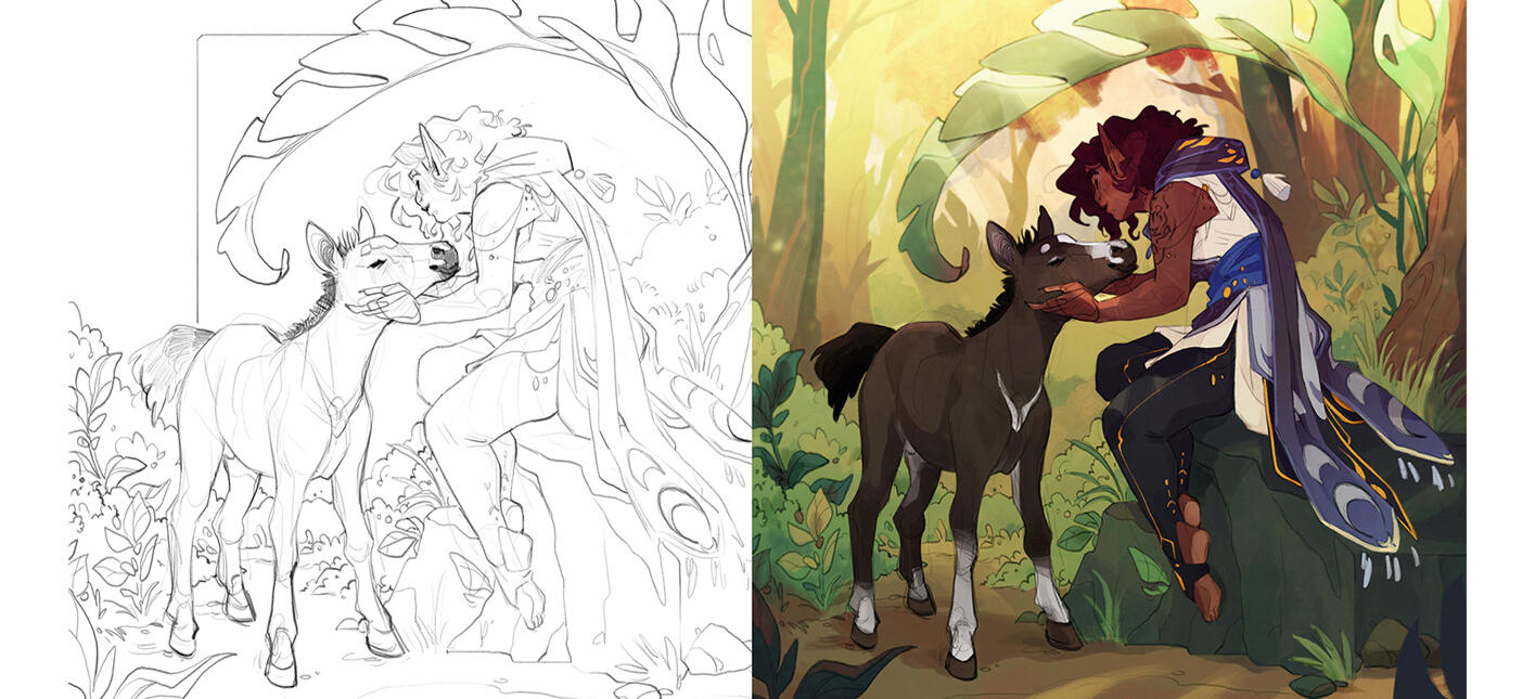 Line work and color work